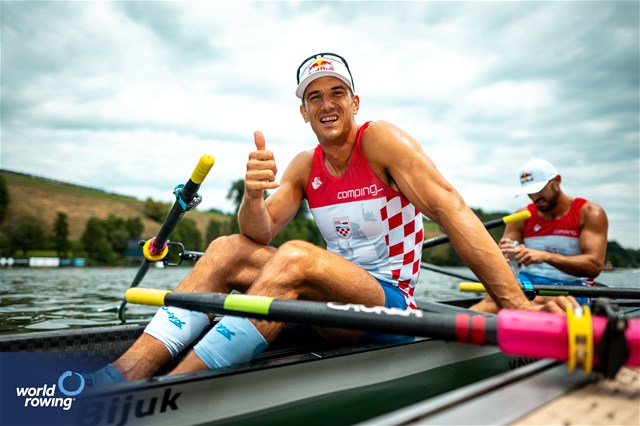 Martin Sinkovic (b), Valent Sinkovic (s), Men's Double Sculls, Croatia, 2023 World Rowing Cup III, Lucerne, Switzerland / World Rowing/Benedict Tufnell