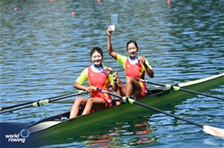 Katie Clark (b), Marilou Duvernay Tardif (s), Women's Double Sculls, Canada, 2023 World Rowing Cup III, Lucerne, Switzerland / Detlev Seyb/MyRowingPhoto.com