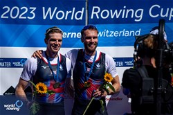 Oliver Wynne-Griffith (b), Tom George (s), Men's Pair, Great Britain, Gold, 2023 World Rowing Cup III, Lucerne, Switzerland / World Rowing/Benedict Tufnell
