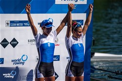 Dimitra Eleni Kontou (b), Zoi Fitsiou (s), Lightweight Women's Double Sculls, Greece, Bronze, 2023 World Rowing Cup III, Lucerne, Switzerland / World Rowing/Benedict Tufnell