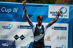 Thomas Mackintosh, Men's Single Sculls, New Zealand, Bronze, 2023 World Rowing Cup III, Lucerne, Switzerland / World Rowing/Benedict Tufnell