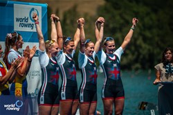 Rowan Mckellar (b), Heidi Long, Rebecca Shorten, Helen Glover (s), Women's Four, Great Britain, Bronze, 2023 World Rowing Cup III, Lucerne, Switzerland / World Rowing/Benedict Tufnell