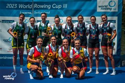 Madalina Beres (b), Maria Tivodariu, Magdalena Rusu, Amalia Beres (s), Women's Four, Romania, Gold, Giorgia Patten (b), Katrina Werry, Sarah Hawe, Lucy Stephan (s), Australia, Silver, Rowan Mckellar (b), Heidi Long, Rebecca Shorten, Helen Glover (s), Great Britain, Bronze, 2023 World Rowing Cup III, Lucerne, Switzerland / World Rowing/Benedict Tufnell