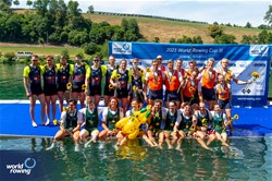 Patrick Holt (b), Joshua Hicks, Benjamin Canham, Timothy Masters, Jack Robertson, Jack O'Brien, Angus Dawson, Angus Widdicombe (s), Kendall Brodie (c), Men's Eight, Australia, Gold, William Stewart (b), Morgan Bolding, Jacob Dawson, Sholto Carnegie, Rory Gibbs, Thomas Digby, James Rudkin, Tom Ford (s), Harry Brightmore (c), Great Britain, Silver, Guus Mollee (b), Olav Molenaar, Jan Van Der Bij, Guillaume Krommenhoek, Sander De Graaf, Jacob Van De Kerkhof, Gert-Jan Van Doorn, Mick Makker (s), Dieuwke Fetter (c), Netherlands, Bronze, 2023 World Rowing Cup III, Lucerne, Switzerland / World Rowing/Benedict Tufnell