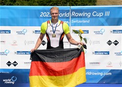 Oliver Zeidler, Men's Single Sculls, Germany, 2023 World Rowing Cup III, Lucerne, Switzerland / Detlev Seyb/MyRowingPhoto.com