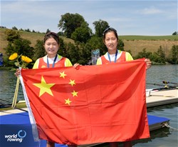 Katie Clark (b), Marilou Duvernay Tardif (s), Women's Double Sculls, Canada, 2023 World Rowing Cup III, Lucerne, Switzerland / Detlev Seyb/MyRowingPhoto.com