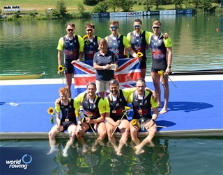 William Stewart (b), Morgan Bolding, Jacob Dawson, Sholto Carnegie, Rory Gibbs, Thomas Digby, James Rudkin, Tom Ford (s), Harry Brightmore (c), Men's Eight, Great Britain, Silver, 2023 World Rowing Cup III, Lucerne, Switzerland / Detlev Seyb/MyRowingPhoto.com