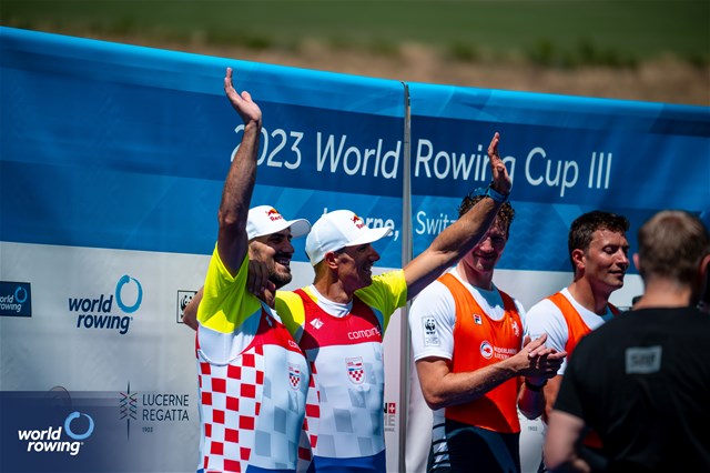 Martin Sinkovic (b), Valent Sinkovic (s), Men's Double Sculls, Croatia, Silver, 2023 World Rowing Cup III, Lucerne, Switzerland / World Rowing/Benedict Tufnell