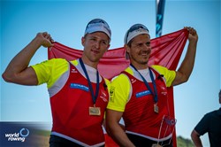 Roman Roeoesli (b), Andrin Gulich (s), Men's Pair, Switzerland, Bronze, 2023 World Rowing Cup III, Lucerne, Switzerland / World Rowing/Benedict Tufnell