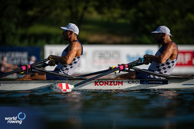 Martin Sinkovic (b), Valent Sinkovic (s), Men's Double Sculls, Croatia, 2023 World Rowing Cup III, Lucerne, Switzerland / World Rowing/Benedict Tufnell