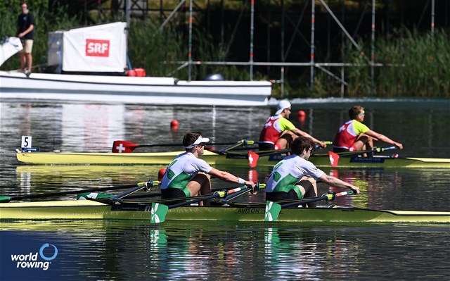 Fintan Mc Carthy (b), Paul O'Donovan (s), Lightweight Men's Double Sculls, Ireland, 2023 World Rowing Cup III, Lucerne, Switzerland / Detlev Seyb/MyRowingPhoto.com