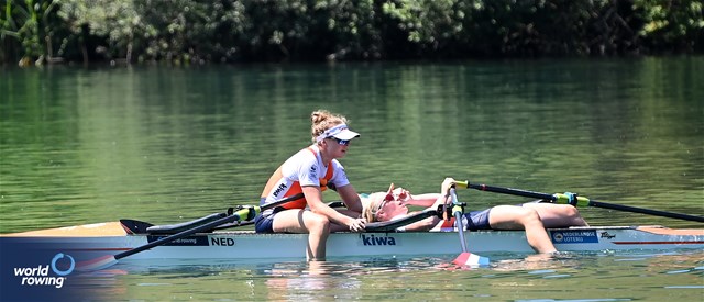 Nika Johanna Vos (b), Lisa Scheenaard (s), Women's Double Sculls, Netherlands, 2023 World Rowing Cup III, Lucerne, Switzerland / Detlev Seyb/MyRowingPhoto.com