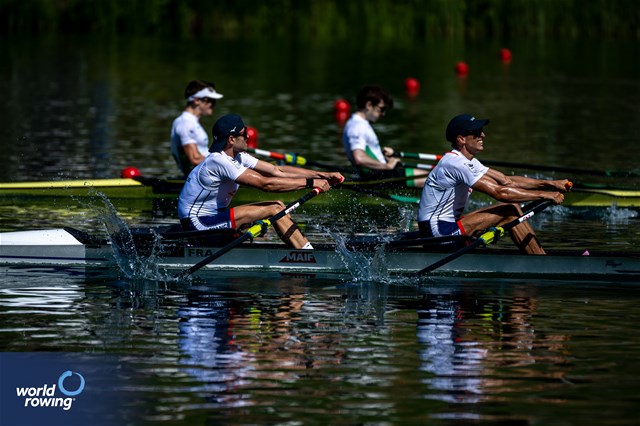 Hugo Beurey (b), Ferdinand Ludwig (s), Lightweight Men's Double Sculls, France, 2023 World Rowing Cup III, Lucerne, Switzerland / World Rowing/Benedict Tufnell