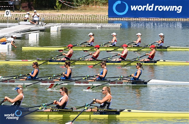 Susanna Pedrola (b), Eleonora Nichifor, Alice Gnatta, Samantha Premerl (s), Women's Quadruple Sculls, Italy, 2023 World Rowing Under 23 Championships, Plovdiv, Bulgaria