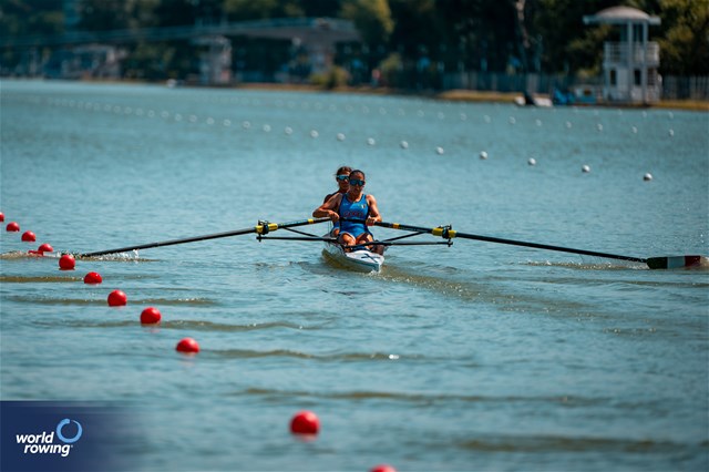 Serena Mossi (b), Elisa Grisoni (s), Lightweight Women's Pair, Italy, 2023 World Rowing Under 23 Championships, Plovdiv, Bulgaria © World Rowing / Benedict Tufnell