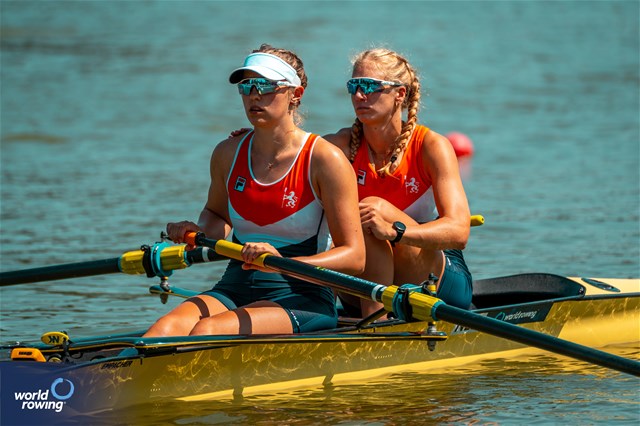 Linn Van Aanholt (b), Noortje Wilms (s), Women's Pair, Netherlands, 2023 World Rowing Under 23 Championships, Plovdiv, Bulgaria © World Rowing / Benedict Tufnell