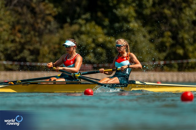Linn Van Aanholt (b), Noortje Wilms (s), Women's Pair, Netherlands, 2023 World Rowing Under 23 Championships, Plovdiv, Bulgaria © World Rowing / Benedict Tufnell