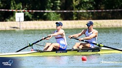 Harry Geffen (b), Miles Beeson (s), Men's Pair, Great Britain, 2023 World Rowing Under 23 Championships, Plovdiv, Bulgaria