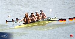 Anna Haendle (b), Romy Dreher, Rebekka Falkenberg, Anna Schiefer (s), Lightweight Women's Quadruple Sculls, Germany, 2023 World Rowing Under 23 Championships, Plovdiv, Bulgaria