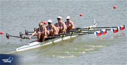 Barbora Podrazilova (b), Alzbeta Zavadilova, Eliska Podrazilova, Simona Paskova (s), Women's Quadruple Sculls, Czechia, 2023 World Rowing Under 23 Championships, Plovdiv, Bulgaria