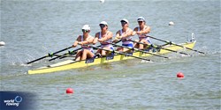 Hannah Supple (b), Ellie Cooke, Molly Curry, Rachel Bradley (s), Women's Quadruple Sculls, Great Britain, 2023 World Rowing Under 23 Championships, Plovdiv, Bulgaria