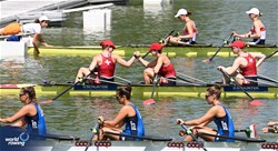 Seraina Fuerholz (b), Nicole Schmid, Alina Berset, Flavia Loetscher (s), Women's Quadruple Sculls, Switzerland, 2023 World Rowing Under 23 Championships, Plovdiv, Bulgaria