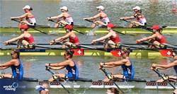 Seraina Fuerholz (b), Nicole Schmid, Alina Berset, Flavia Loetscher (s), Women's Quadruple Sculls, Switzerland, 2023 World Rowing Under 23 Championships, Plovdiv, Bulgaria