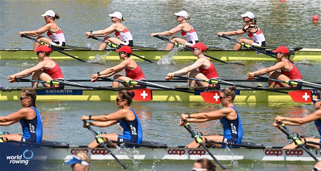 Seraina Fuerholz (b), Nicole Schmid, Alina Berset, Flavia Loetscher (s), Women's Quadruple Sculls, Switzerland, 2023 World Rowing Under 23 Championships, Plovdiv, Bulgaria