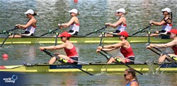 Rianne Lagerpusch (b), Lena Woelke, Judith Guhse, Lena Siekerkotte (s), Women's Quadruple Sculls, Germany, 2023 World Rowing Under 23 Championships, Plovdiv, Bulgaria