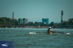 Hannah Supple (b), Ellie Cooke, Molly Curry, Rachel Bradley (s), Women's Quadruple Sculls, Great Britain, 2023 World Rowing Under 23 Championships, Plovdiv, Bulgaria © World Rowing / Benedict Tufnell