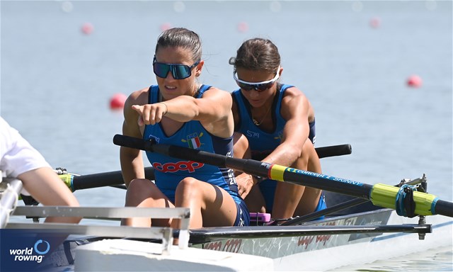 Serena Mossi (b), Elisa Grisoni (s), Lightweight Women's Pair, Italy, 2023 World Rowing Under 23 Championships, Plovdiv, Bulgaria © Maren Derlien / MeinRuderBild.com