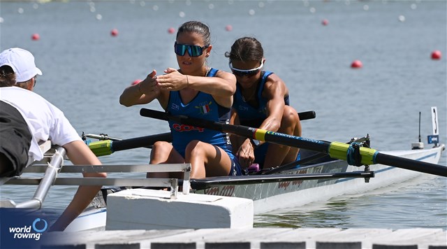 Serena Mossi (b), Elisa Grisoni (s), Lightweight Women's Pair, Italy, 2023 World Rowing Under 23 Championships, Plovdiv, Bulgaria © Maren Derlien / MeinRuderBild.com