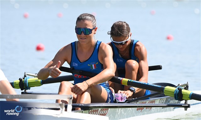 Serena Mossi (b), Elisa Grisoni (s), Lightweight Women's Pair, Italy, 2023 World Rowing Under 23 Championships, Plovdiv, Bulgaria © Maren Derlien / MeinRuderBild.com