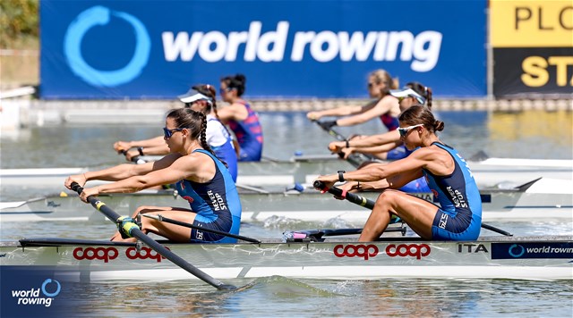 Serena Mossi (b), Elisa Grisoni (s), Lightweight Women's Pair, Italy, 2023 World Rowing Under 23 Championships, Plovdiv, Bulgaria © Detlev Seyb / MeinRuderBild.com