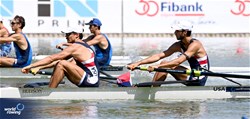Mason Banks (b), Jackson Fuller (s), Lightweight Men's Pair, United States of America, 2023 World Rowing Under 23 Championships, Plovdiv, Bulgaria © Detlev Seyb / MeinRuderBild.com
