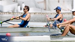 Stefano Pinsone (b), Francesco Bardelli (s), Lightweight Men's Pair, Italy, 2023 World Rowing Under 23 Championships, Plovdiv, Bulgaria © Detlev Seyb / MeinRuderBild.com