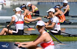 Tori Schwerin (b), Maike Boettcher (s), Women's Pair, Germany, 2023 World Rowing Under 23 Championships, Plovdiv, Bulgaria © Detlev Seyb / MeinRuderBild.com