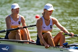 Martyna Kazlauskaite (b), Kamile Kralikaite (s), Women's Pair, Lithuania, 2023 World Rowing Under 23 Championships, Plovdiv, Bulgaria © World Rowing / Benedict Tufnell