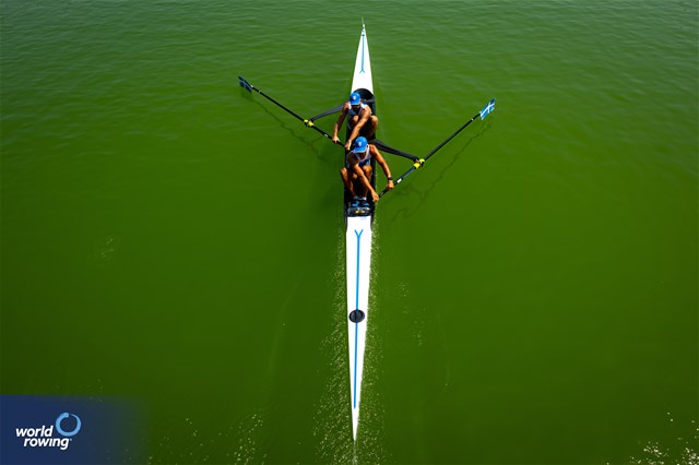 Dimitrios Stasinos (b), Zisis Boukouvalas (s), Men's Pair, Greece, 2023 World Rowing Under 23 Championships, Plovdiv, Bulgaria © World Rowing / Benedict Tufnell