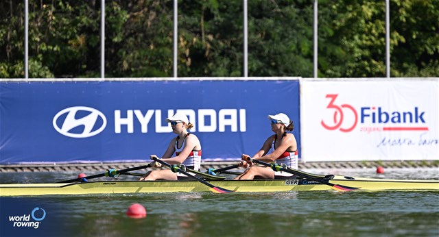 Harriet Wappler-Niemeyer (b), Charlotte Luster (s), Women's Double Sculls, Germany, 2023 World Rowing Under 23 Championships, Plovdiv, Bulgaria, © Detlev Seyb / MyRowingPhoto.com
