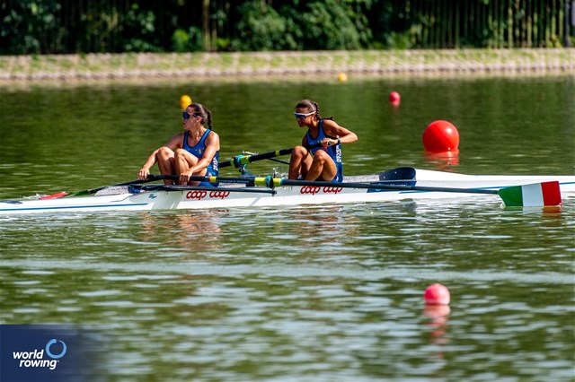 Serena Mossi (b), Elisa Grisoni (s), Lightweight Women's Pair, Italy, 2023 World Rowing Under 23 Championships, Plovdiv, Bulgaria, © World Rowing / Benedict Tufnell