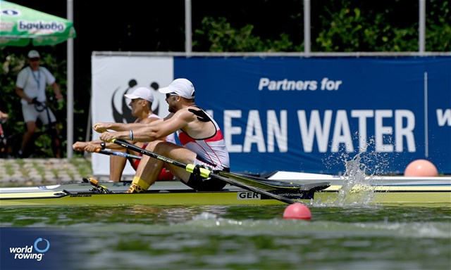 Paul Berghoff, Men's Single Sculls, Germany, 2023 World Rowing Under 23 Championships, Plovdiv, Bulgaria © Detlev Seyb / MyRowingPhoto.com