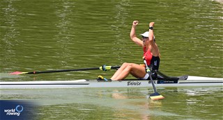 Mazarine Guilbert, Women's Single Sculls, Belgium, 2023 World Rowing Under 23 Championships, Plovdiv, Bulgaria © Detlev Seyb / MyRowingPhoto.com