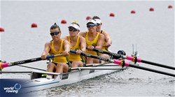 Chloe Driver (b), Charlotte Botha, Alexandra O'Brien, Imogen Grey (s), Chloe Jureta (c), Women's Coxed Four, Australia, 2023 World Rowing Under 19 Championships, Paris, France © Maren Derlien / MyRowingPhoto.com