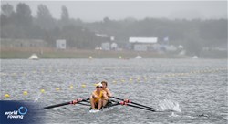 Oscar St Pierre (b), Tane Potts, Doogal Mckenzie, Joseph Lynch (s), Ryder Taylor (c), Men's Coxed Four, Australia, 2023 World Rowing Under 19 Championships, Paris, France © Maren Derlien / MyRowingPhoto.com