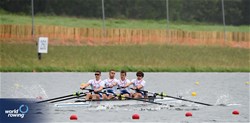 Giulio Martins - Campina (b), Thomas Ducept, Bartolomeo Vosgien, Pierre Grais (s), Theo Ruggeri (c), Men's Coxed Four, France, 2023 World Rowing Under 19 Championships, Paris, France © Maren Derlien / MyRowingPhoto.com