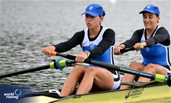 Christina Papaioannou (b), Dimitra Papaioannou (s), Women's Pair, Greece, 2023 World Rowing Under 19 Championships, Paris, France © Maren Derlien / MyRowingPhoto.com