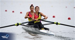 Ionela Elena Scutaru (b), Gabriela Tivodariu (s), Women's Pair, Romania, 2023 World Rowing Under 19 Championships, Paris, France © Maren Derlien / MyRowingPhoto.com