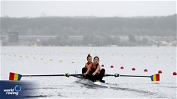 Ionela Elena Scutaru (b), Gabriela Tivodariu (s), Women's Pair, Romania, 2023 World Rowing Under 19 Championships, Paris, France © Maren Derlien / MyRowingPhoto.com