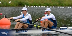 Marco Gianesin (b), Federico Gilioli (s), Men's Pair, Italy, 2023 World Rowing Under 19 Championships, Paris, France © Maren Derlien / MyRowingPhoto.com